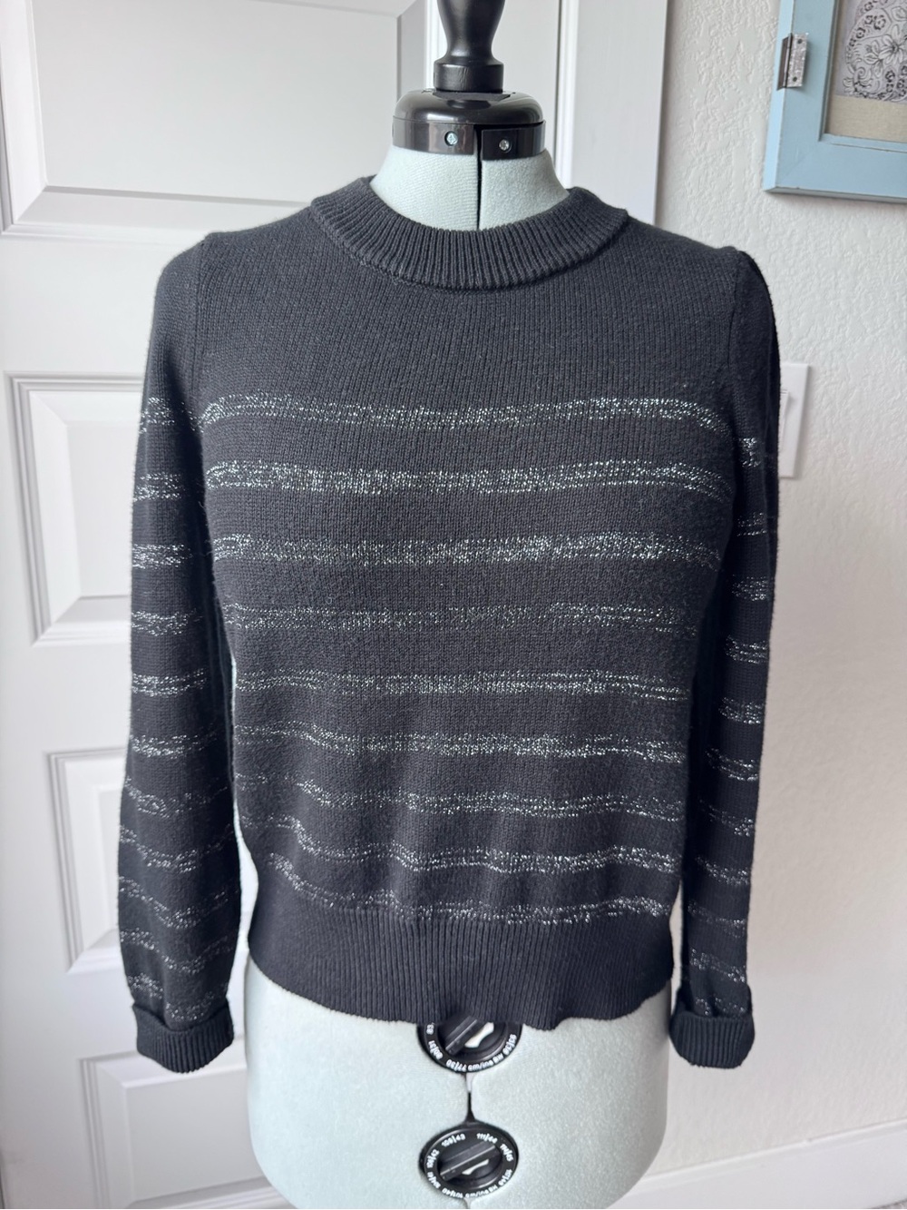 Rails Black Ribbed Knit Crewneck Sweater